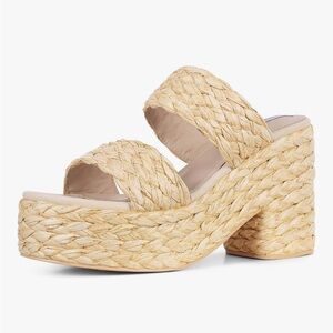 Platform Sandals Chunky High Heel Slides Open Toe Slip on Espadrilles Sandals